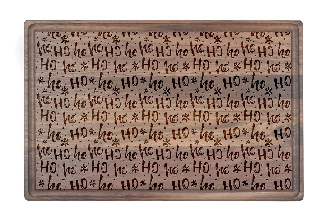 17" x 11" Ho Ho Ho Pattern Walnut Cutting Board
